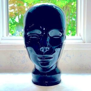 Black Milk Glass Large Mannequin Head Sculpture Attributed to Piero Fornasetti